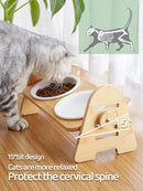 Cat Food Bowl Raised Dog Ceramic Adjustable Elevated Stand Feeder Neck Care Cat Dog Pets Supplies water Bowls