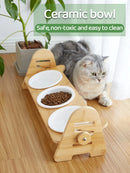 Cat Food Bowl Raised Dog Ceramic Adjustable Elevated Stand Feeder Neck Care Cat Dog Pets Supplies water Bowls
