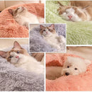 Soft Pet Cat Bed Pad Plush Warm Faux Fur dog Calm Bed Donut Round Bed Comfortable Sleeping Washable for Small Medium Dog and Cat