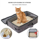 Oxford Cloth Foldable Cat Litter Box Large Capacity Waterproof Travel Litter Pan Rectangular with Shovel Mobile Cat Toilet