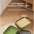Semi Covered Cat Litter Box Plastic Anti Tracking Pet Toilet with Removable Scoop for Odor Control