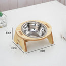 Cat And Dog Feeding Bowls Anti-tip Bowls Stainless Steel Pet Bowls With Wooden Supports Neck Protection Design 2 In 1 Water Bowl