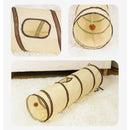 Fun Polyester+Steel Wire Cat Tunnel Tube Breathable Foldable Cat Nest Training Interactive Beige+Coffee Pet Fun Play Toy Cat