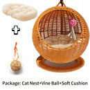 Internet celebrity semi-enclosed pet hammock cat nest cat cage round cat hanging bed basket rattan summerhammock