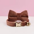 Cat Supplies Velvet Cat Collar Personalized Cat Collar with Name Plate Bell Bow tie Custom Engrave Collars for Cat