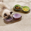 Food Feeders Pet Cat Double Bowls Feeder Adjustable Height Cats Dogs Drinker Water Bowl Dish Elevated Feeding Kitten Supplies