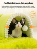 Warm Pet Playhouse 3 Caves Toy Balls - Plush Dog Cat Tunnel Bed - Interactive Puppy Kitten Play Mat for Small Pets Indoor
