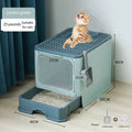 Large fully enclosed cat litter box with folding drawers for odor removal cat toilet with large splash-proof pet accessories
