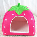 Removable Kennel Winter Pet House with Cushion Strawberry Foldable Pet Bed Puppy Cave Small and Medium Pet