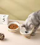 Ceramic Cat Bowl Cat Food Bowl Dog Bowl Drinking Water Bowl Food Bowl Cervical  Protection Pet Supplies Ceramic Double  Cat Bowl