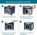 Foldable Cat Bed Two Floors Cats Hiding House with Cat Scratching Board with Door Warm Soft Mat for Cats Accessories