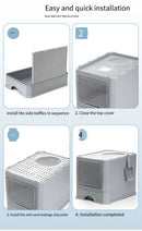 Large fully enclosed cat litter box with folding drawers for odor removal cat toilet with large splash-proof pet accessories