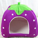 Removable Kennel Winter Pet House with Cushion Strawberry Foldable Pet Bed Puppy Cave Small and Medium Pet