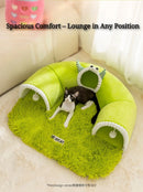 Warm Pet Playhouse 3 Caves Toy Balls - Plush Dog Cat Tunnel Bed - Interactive Puppy Kitten Play Mat for Small Pets Indoor