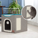 Foldable Cat Bed Two Floors Cats Hiding House with Cat Scratching Board with Door Warm Soft Mat for Cats Accessories