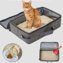 Oxford Cloth Foldable Cat Litter Box Large Capacity Waterproof Travel Litter Pan Rectangular with Shovel Mobile Cat Toilet