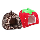 Removable Kennel Winter Pet House with Cushion Strawberry Foldable Pet Bed Puppy Cave Small and Medium Pet