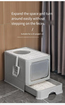 Large fully enclosed cat litter box with folding drawers for odor removal cat toilet with large splash-proof pet accessories