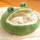 New Pet Nest Winter Protect Cold Warm Dog Den Cat Villa Small Frog Shape Semi Enclosed Kitten Puppy Plush Mattress Pet Supplies
