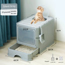Large fully enclosed cat litter box with folding drawers for odor removal cat toilet with large splash-proof pet accessories