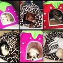 Removable Kennel Winter Pet House with Cushion Strawberry Foldable Pet Bed Puppy Cave Small and Medium Pet