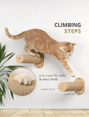 Cat Shelf Furniture Activity Indoor Cats Wall Hammock Climbing Shelves Solid Wood Steps Sisal Rope Cat Stairs Pet Wall Furniture