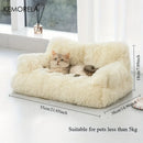 KEMORELA Luxury Thickened Long-Haired Cat Sofa for Large Cats Cozy Heightened Cushioned Pet Bed Durable Furniture for Home Decor