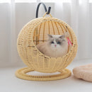 Internet celebrity semi-enclosed pet hammock cat nest cat cage round cat hanging bed basket rattan summerhammock