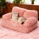 KEMORELA Luxury Thickened Long-Haired Cat Sofa for Large Cats Cozy Heightened Cushioned Pet Bed Durable Furniture for Home Decor