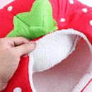 Removable Kennel Winter Pet House with Cushion Strawberry Foldable Pet Bed Puppy Cave Small and Medium Pet