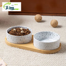 Black Dot Ceramic Pet Bowl for Cats and Dogs - Small To Medium Breed, Puppy-friendly, Minimalist Design Spill-proof Pet Supplies