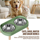 Stainless Steel Anti-Slip Cervical Protect Dual Bowl Pet Food Feeder for Cats and Dogs with Elevated Design