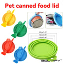 Portable Silicone Dog Cat Canned Lid 2-in-1Food Sealer Spoon Pet Food Cover Storage Fresh-keeping Lids Bowl Dog Accessories