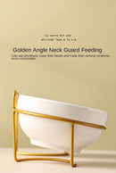 Ceramic Cat Bowl Cat Food Bowl Dog Bowl Drinking Water Bowl Food Bowl Cervical  Protection Pet Supplies Ceramic Double  Cat Bowl