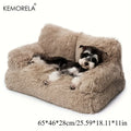 KEMORELA Luxury Thickened Long-Haired Cat Sofa for Large Cats Cozy Heightened Cushioned Pet Bed Durable Furniture for Home Decor