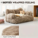 KEMORELA Luxury Thickened Long-Haired Cat Sofa for Large Cats Cozy Heightened Cushioned Pet Bed Durable Furniture for Home Decor