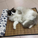 Cat Natural Cooling Mat Summer Pet Self Cooling Pad Cat Bed Mat For Dogs Indoor Rattan Weave Mat Sleeping Cat Bed