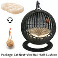 Internet celebrity semi-enclosed pet hammock cat nest cat cage round cat hanging bed basket rattan summerhammock