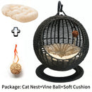 Internet celebrity semi-enclosed pet hammock cat nest cat cage round cat hanging bed basket rattan summerhammock