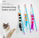 Funny Kitten Cat Teaser Interactive Toy Rod with Bell and Feather Toys for Cats Teaser Interactive Toy Rod Pet Cats Toys Stick