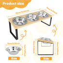 Elevated Pet Bowls Wood Cat Bowl Stand with Stainless Steel Food 3 Bowls Wooden Dog Water Feeding Dish Non Slip Iron Rack