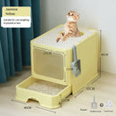Large fully enclosed cat litter box with folding drawers for odor removal cat toilet with large splash-proof pet accessories
