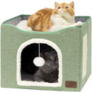 Foldable Cat Bed Two Floors Cats Hiding House with Cat Scratching Board with Door Warm Soft Mat for Cats Accessories