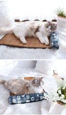 Cat Natural Cooling Mat Summer Pet Self Cooling Pad Cat Bed Mat For Dogs Indoor Rattan Weave Mat Sleeping Cat Bed
