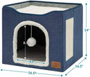 Foldable Cat Bed Two Floors Cats Hiding House with Cat Scratching Board with Door Warm Soft Mat for Cats Accessories