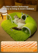Warm Pet Playhouse 3 Caves Toy Balls - Plush Dog Cat Tunnel Bed - Interactive Puppy Kitten Play Mat for Small Pets Indoor