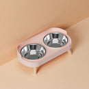 Stainless Steel Anti-Slip Cervical Protect Dual Bowl Pet Food Feeder for Cats and Dogs with Elevated Design