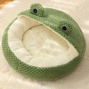 New Pet Nest Winter Protect Cold Warm Dog Den Cat Villa Small Frog Shape Semi Enclosed Kitten Puppy Plush Mattress Pet Supplies