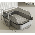 Semi Covered Cat Litter Box Plastic Anti Tracking Pet Toilet with Removable Scoop for Odor Control