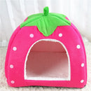 Removable Kennel Winter Pet House with Cushion Strawberry Foldable Pet Bed Puppy Cave Small and Medium Pet